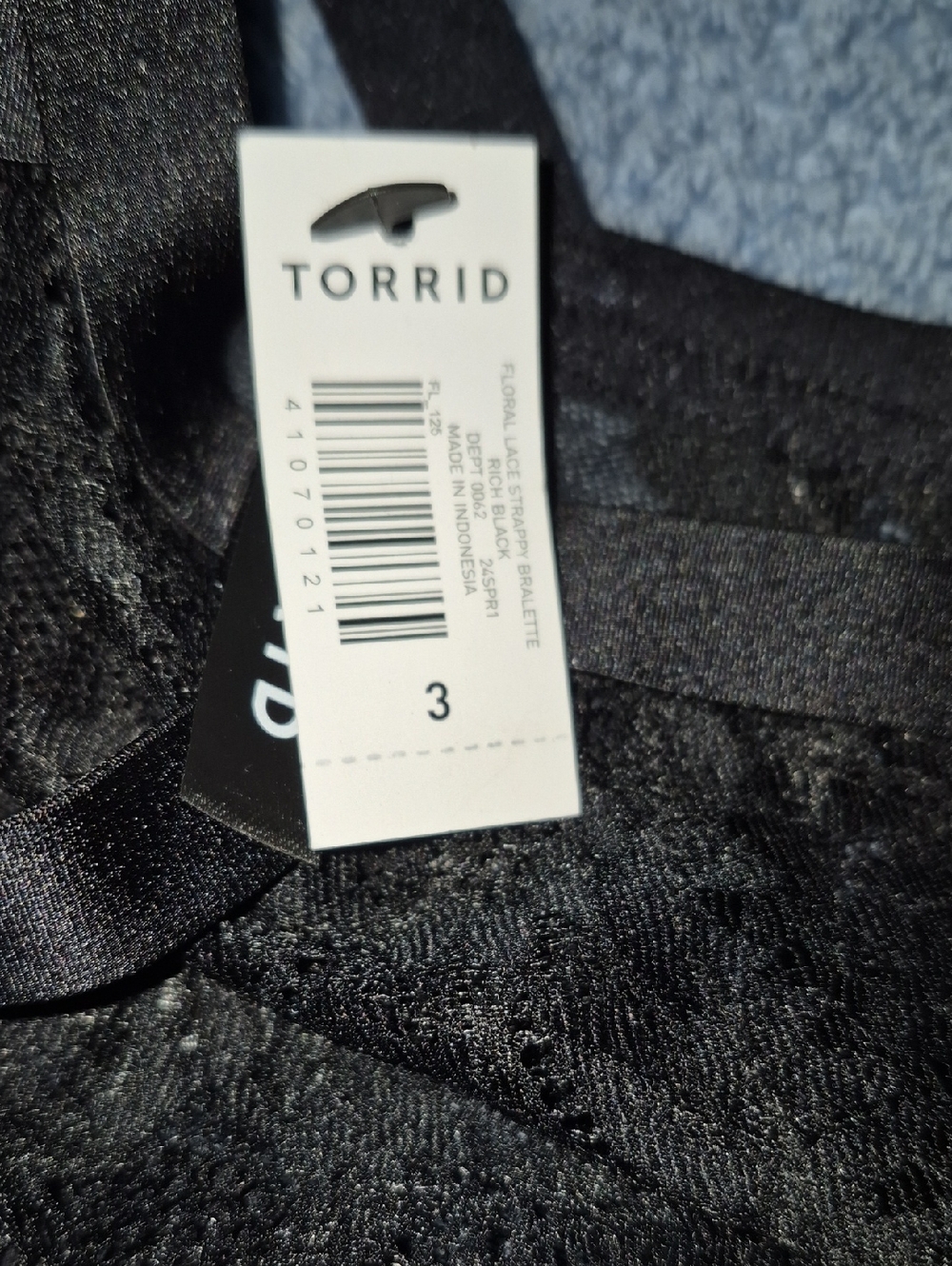 torrid Black Floral Lace Bralette